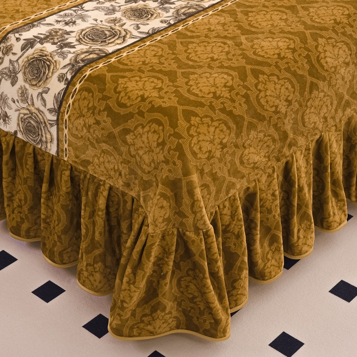 91家纺网 家纺一手货源 找家纺 首选家纺 2025新款加厚保暖牛奶绒金貂绒法莱绒床裙款四件套 秋意