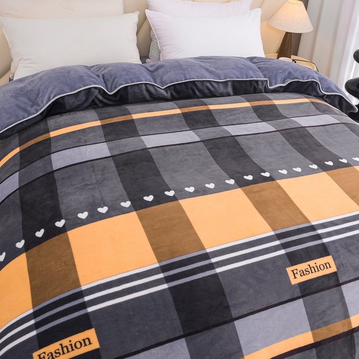 91家纺网 家纺一手货源 找家纺 首选家纺 2025新款加厚保暖牛奶绒金貂绒法莱绒床裙款四件套 绅士格