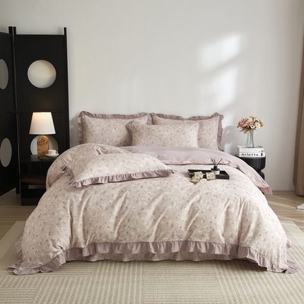 91家纺网 家纺一手货源 找家纺 （总）金纱玉纺家纺 2025韩版数码印花加厚100%棉四件套