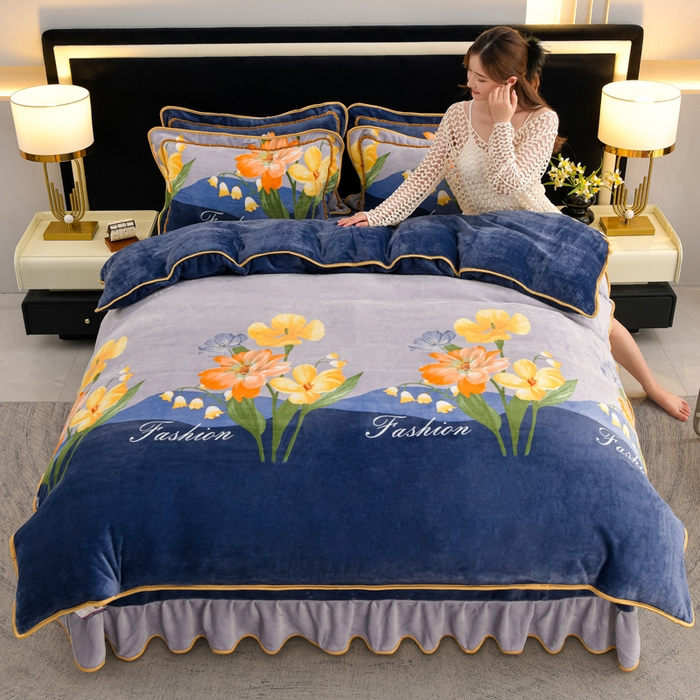 91家纺网 家纺一手货源 找家纺 （总）慕婷家纺 2025新款牛奶绒印花四件套