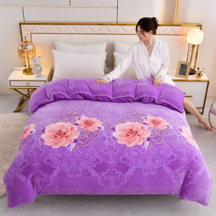 91家纺网 家纺一手货源 找家纺 慕婷家纺 2025新款牛奶绒印花四件套 国色天香