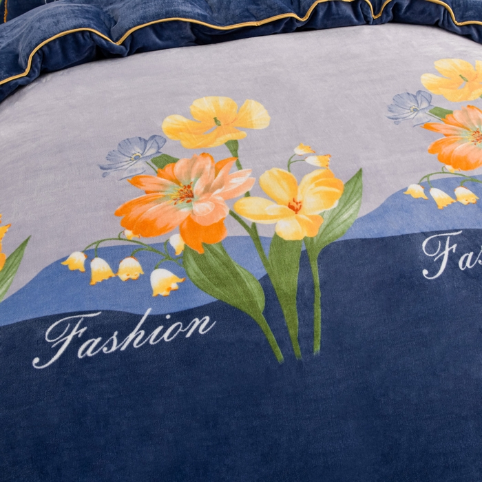 91家纺网 家纺一手货源 找家纺 慕婷家纺 2025新款牛奶绒印花四件套 花香四溢