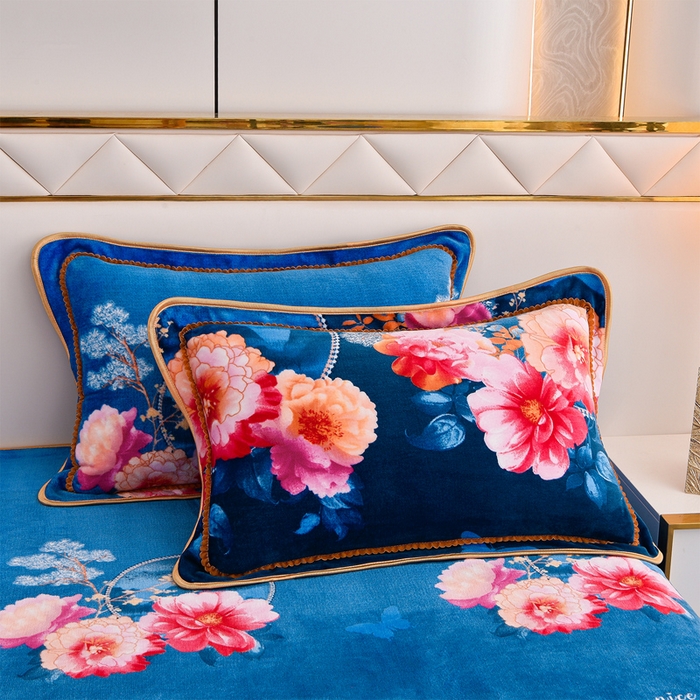 91家纺网 家纺一手货源 找家纺 慕婷家纺 2025新款牛奶绒印花四件套 镜花水月