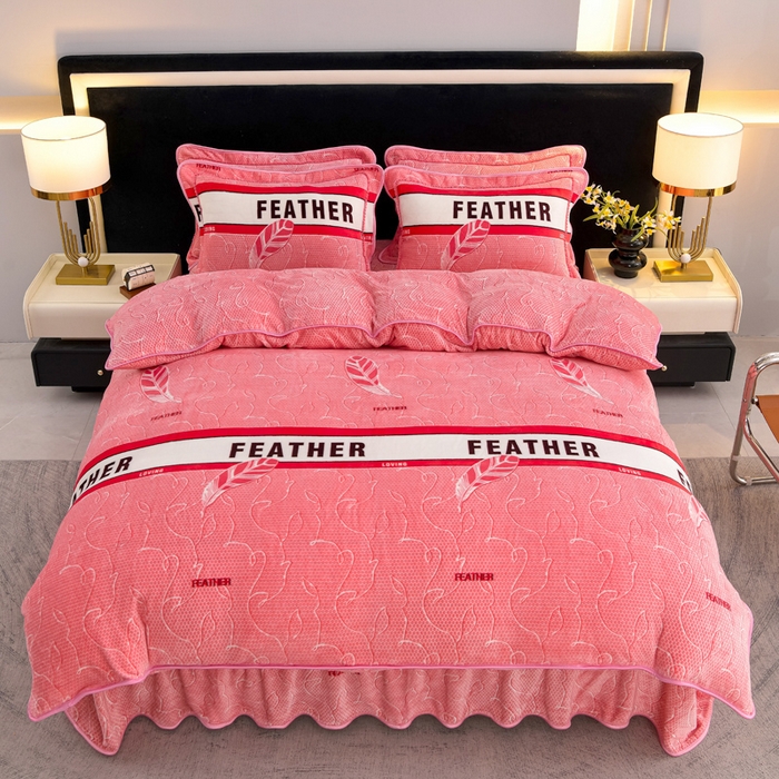 91家纺网 家纺一手货源 找家纺 慕婷家纺 2025新款牛奶绒印花四件套 梦羽