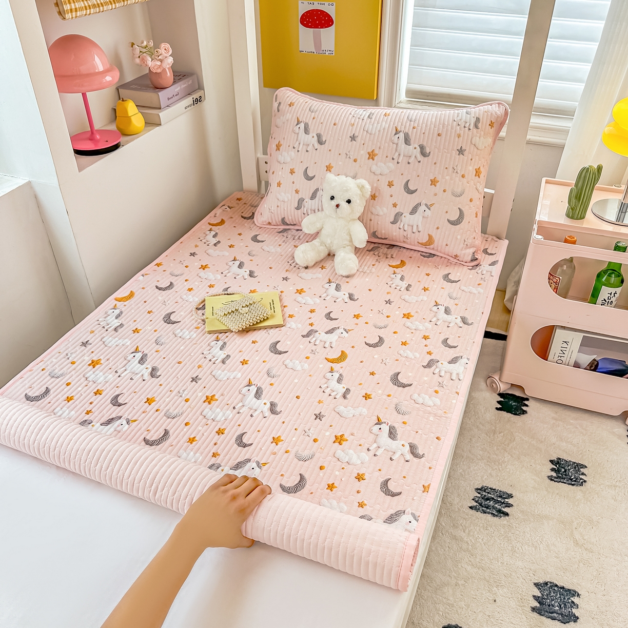 91家纺网 家纺一手货源 找家纺 （总）恒尚居 2025新款全棉双层纱学生床垫纯棉床盖床褥垫软床垫床护垫-四季款-系列二