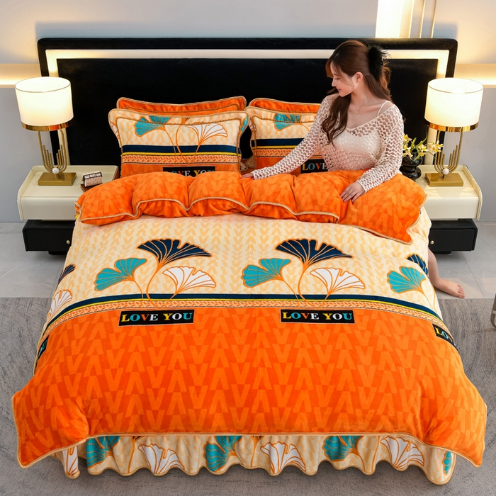 慕婷家纺 2025新款牛奶绒印花四件套 三生有幸