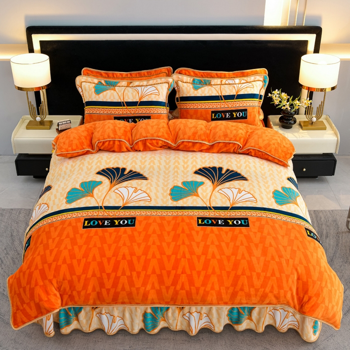 91家纺网 家纺一手货源 找家纺 慕婷家纺 2025新款牛奶绒印花四件套 三生有幸