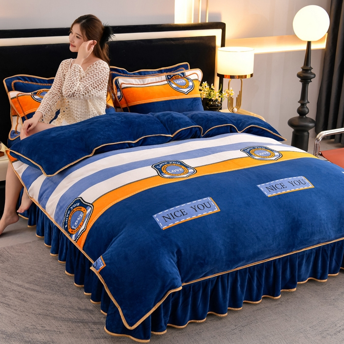 91家纺网 家纺一手货源 找家纺 慕婷家纺 2025新款牛奶绒印花四件套 时尚生活