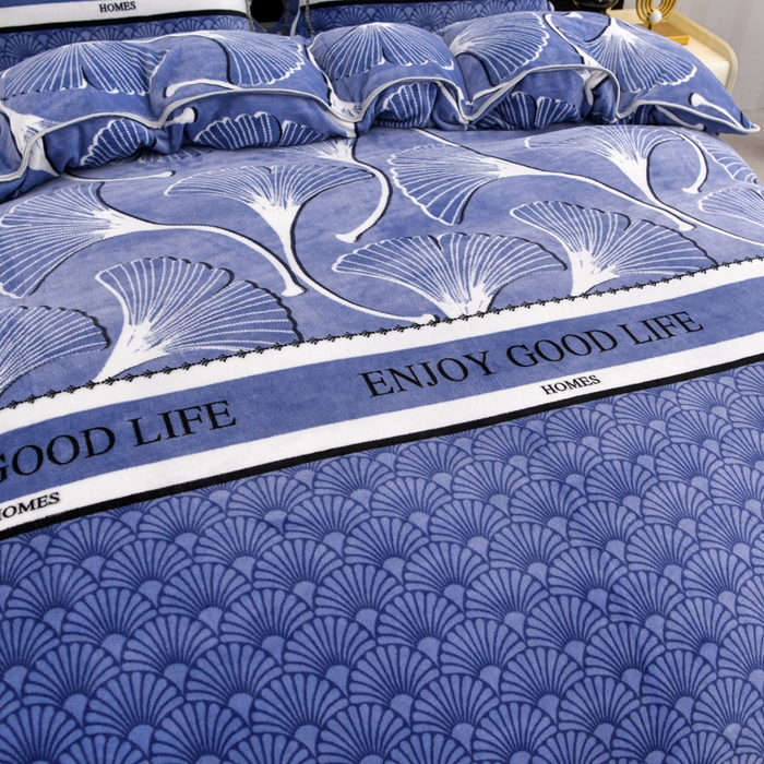 91家纺网 家纺一手货源 找家纺 慕婷家纺 2025新款牛奶绒印花四件套 一叶倾心