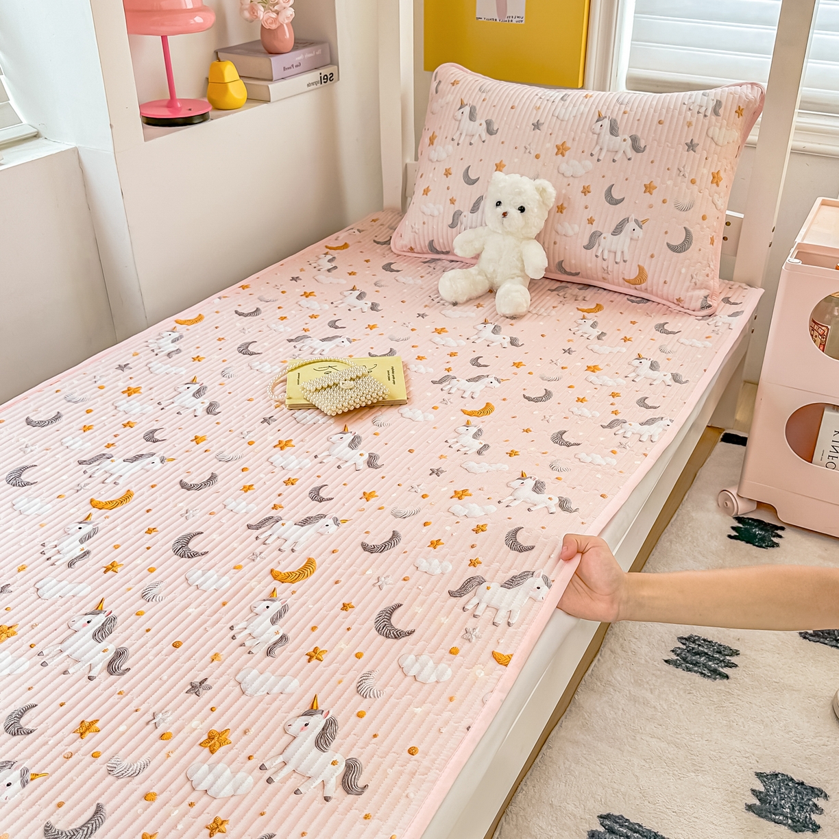 91家纺网 家纺一手货源 找家纺 恒尚居 2025新款全棉双层纱学生床垫纯棉床盖床褥垫软床垫床护垫-四季款-系列二 【5D-独角兽】纯棉-双层纱