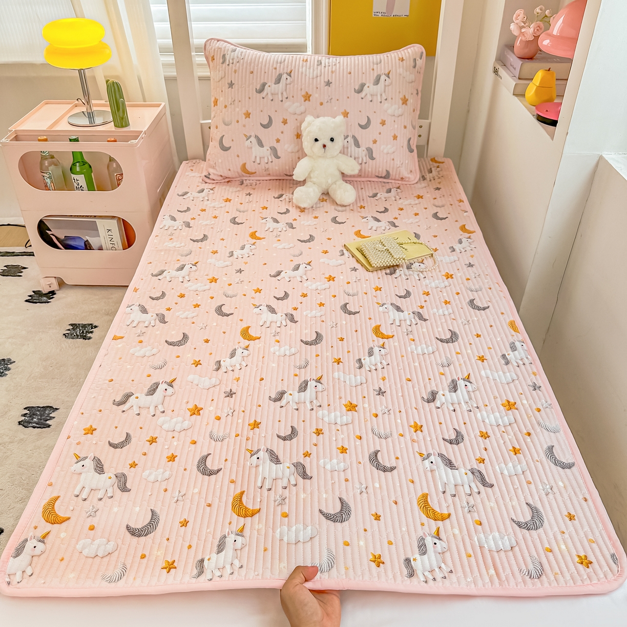 91家纺网 家纺一手货源 找家纺 恒尚居 2025新款全棉双层纱学生床垫纯棉床盖床褥垫软床垫床护垫-四季款-系列二 【5D-独角兽】纯棉-双层纱