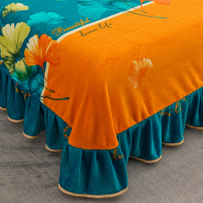 91家纺网 家纺一手货源 找家纺 慕婷家纺 2025新款牛奶绒印花四件套 银杏叶