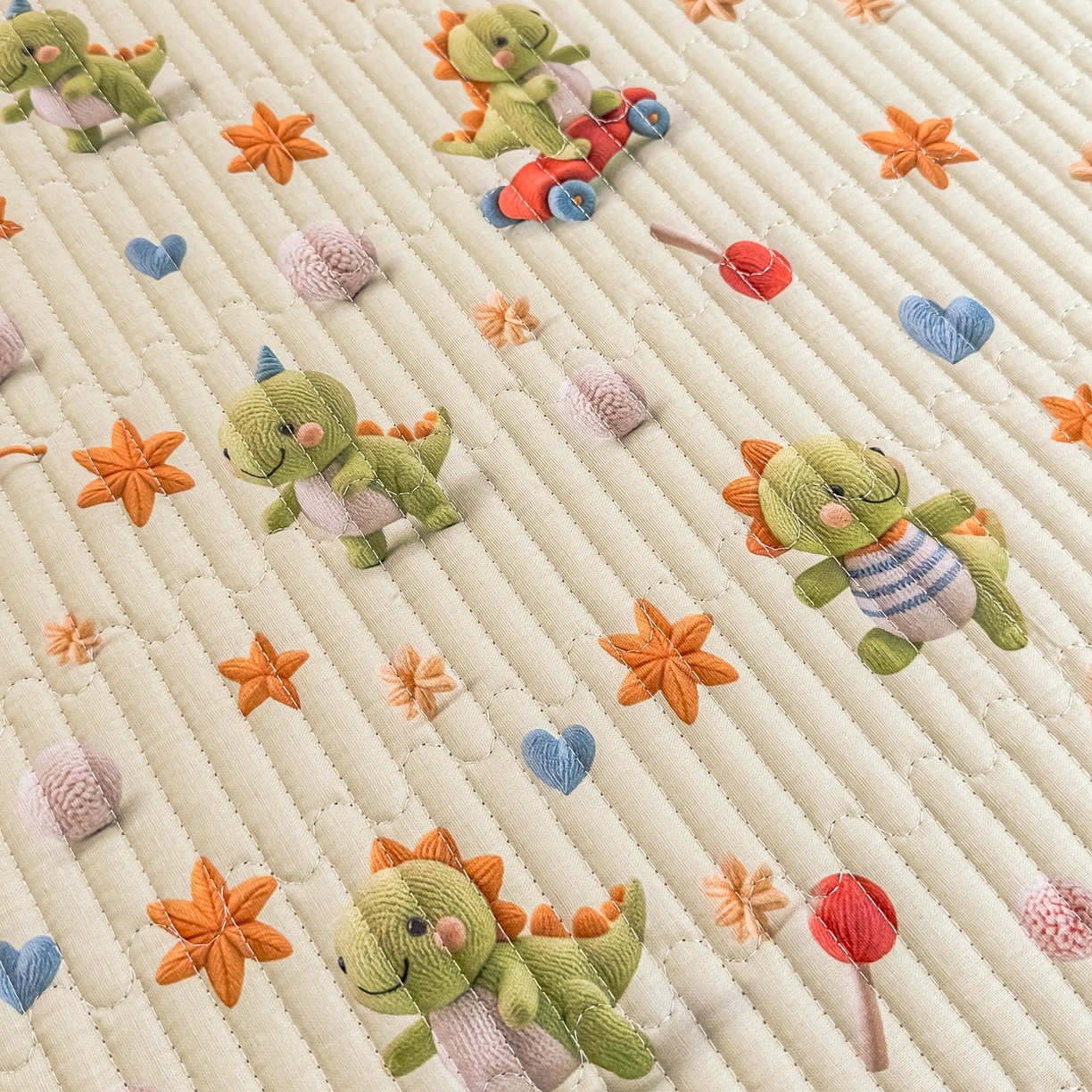 91家纺网 家纺一手货源 找家纺 恒尚居 2025新款全棉双层纱学生床垫纯棉床盖床褥垫软床垫床护垫-四季款-系列二 【5D-恐龙宝宝】纯棉-双层纱