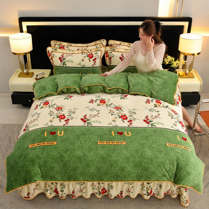 慕婷家纺 2025新款牛奶绒印花四件套 优雅芬芳