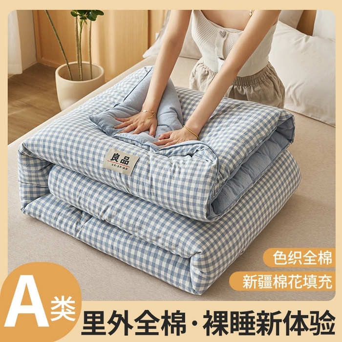 91家纺网 家纺一手货源 找家纺 （总）恬思语家纺 2025秋冬新款色织格子里外全棉棉花冬被被子被芯