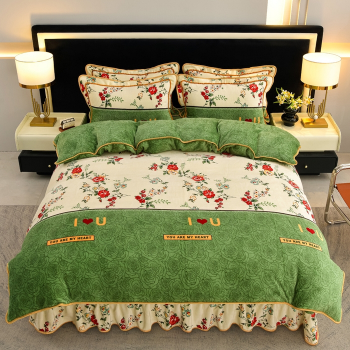 91家纺网 家纺一手货源 找家纺 慕婷家纺 2025新款牛奶绒印花四件套 优雅芬芳