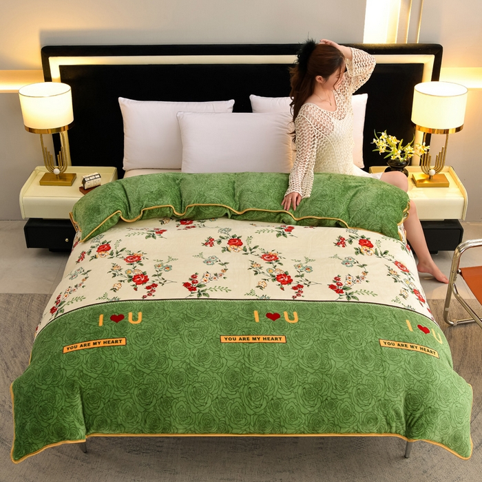 91家纺网 家纺一手货源 找家纺 慕婷家纺 2025新款牛奶绒印花四件套 优雅芬芳