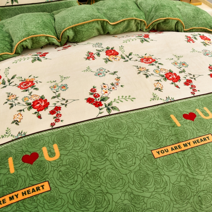 91家纺网 家纺一手货源 找家纺 慕婷家纺 2025新款牛奶绒印花四件套 优雅芬芳