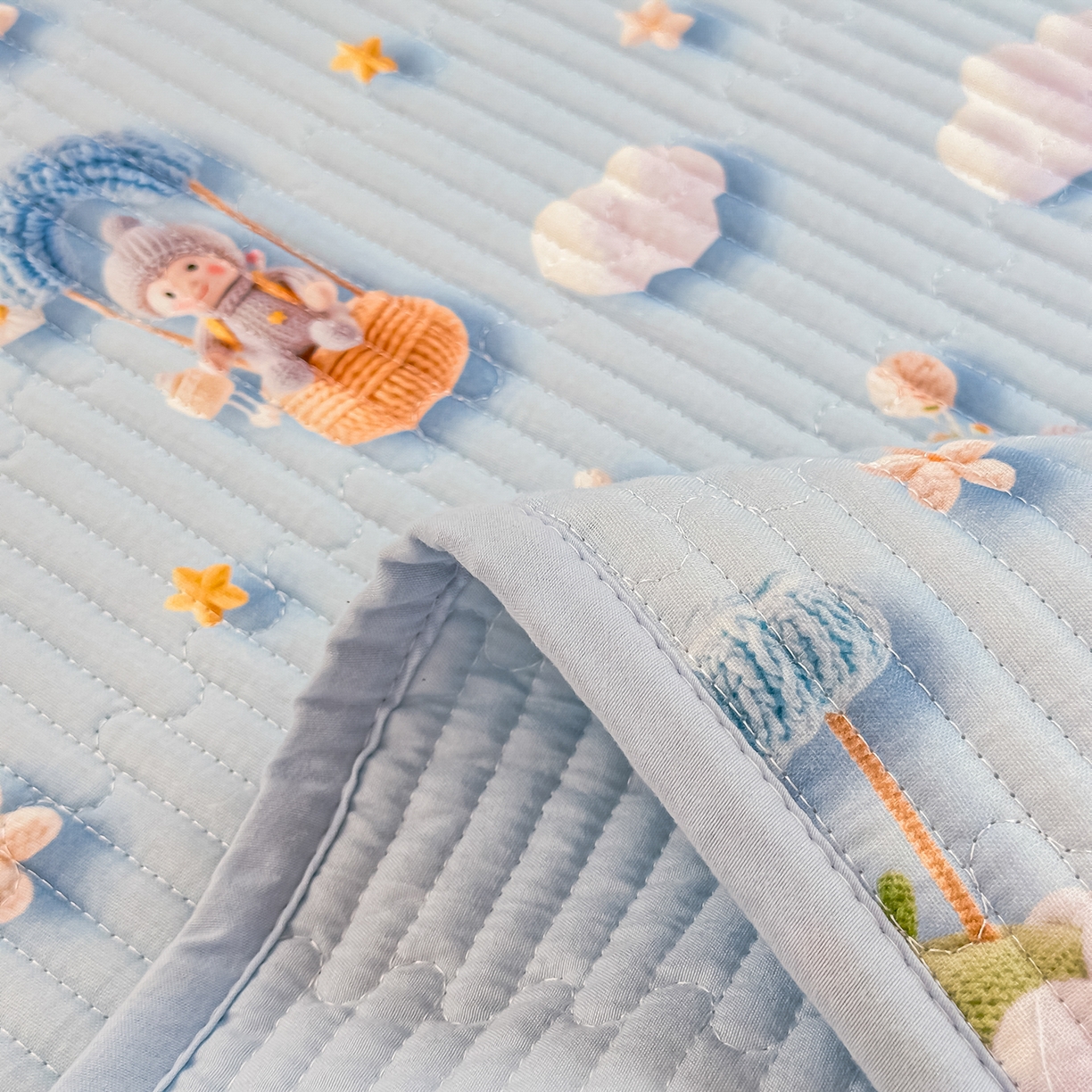 91家纺网 家纺一手货源 找家纺 恒尚居 2025新款全棉双层纱学生床垫纯棉床盖床褥垫软床垫床护垫-四季款-系列二 【5D-热气球】纯棉-双层纱