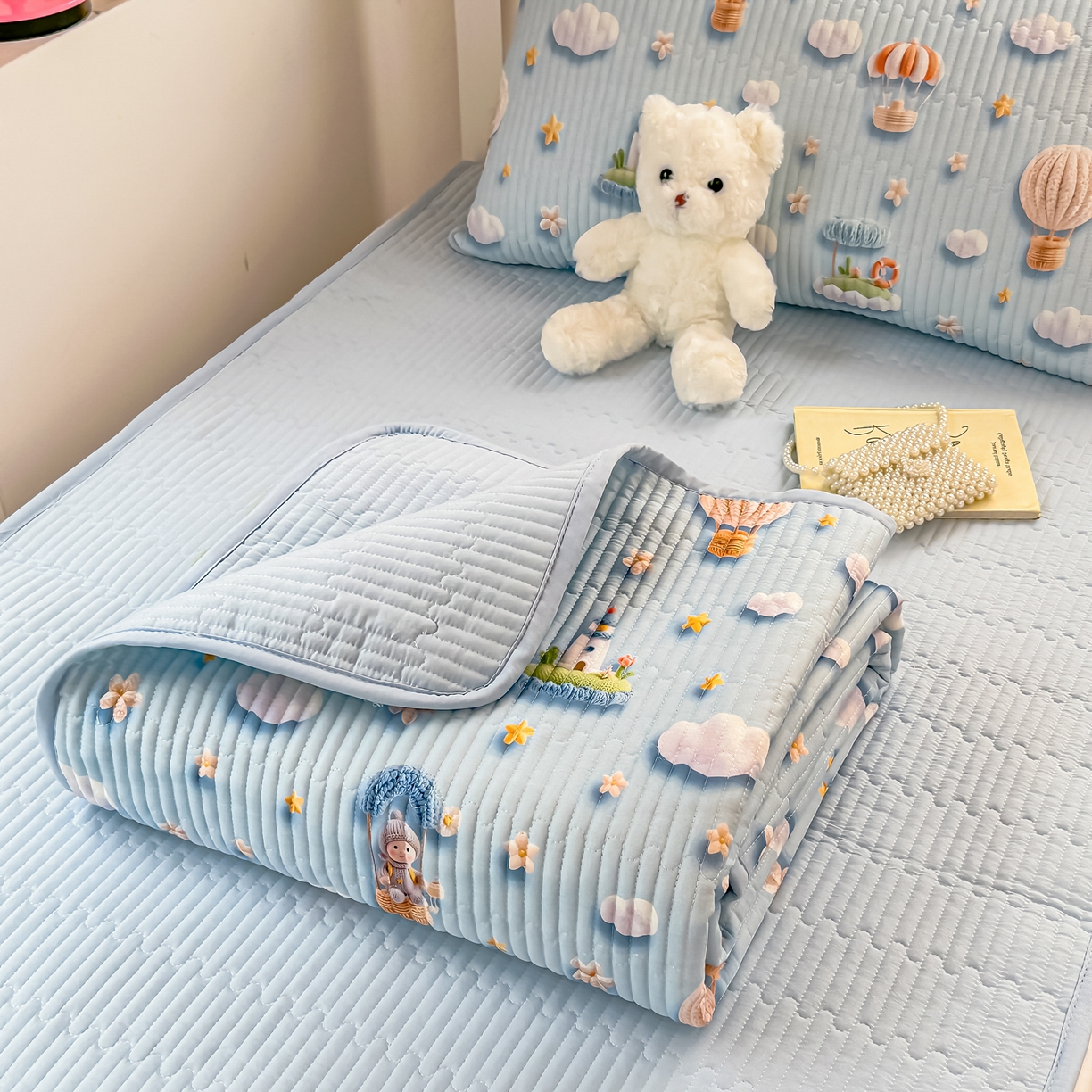 91家纺网 家纺一手货源 找家纺 恒尚居 2025新款全棉双层纱学生床垫纯棉床盖床褥垫软床垫床护垫-四季款-系列二 【5D-热气球】纯棉-双层纱