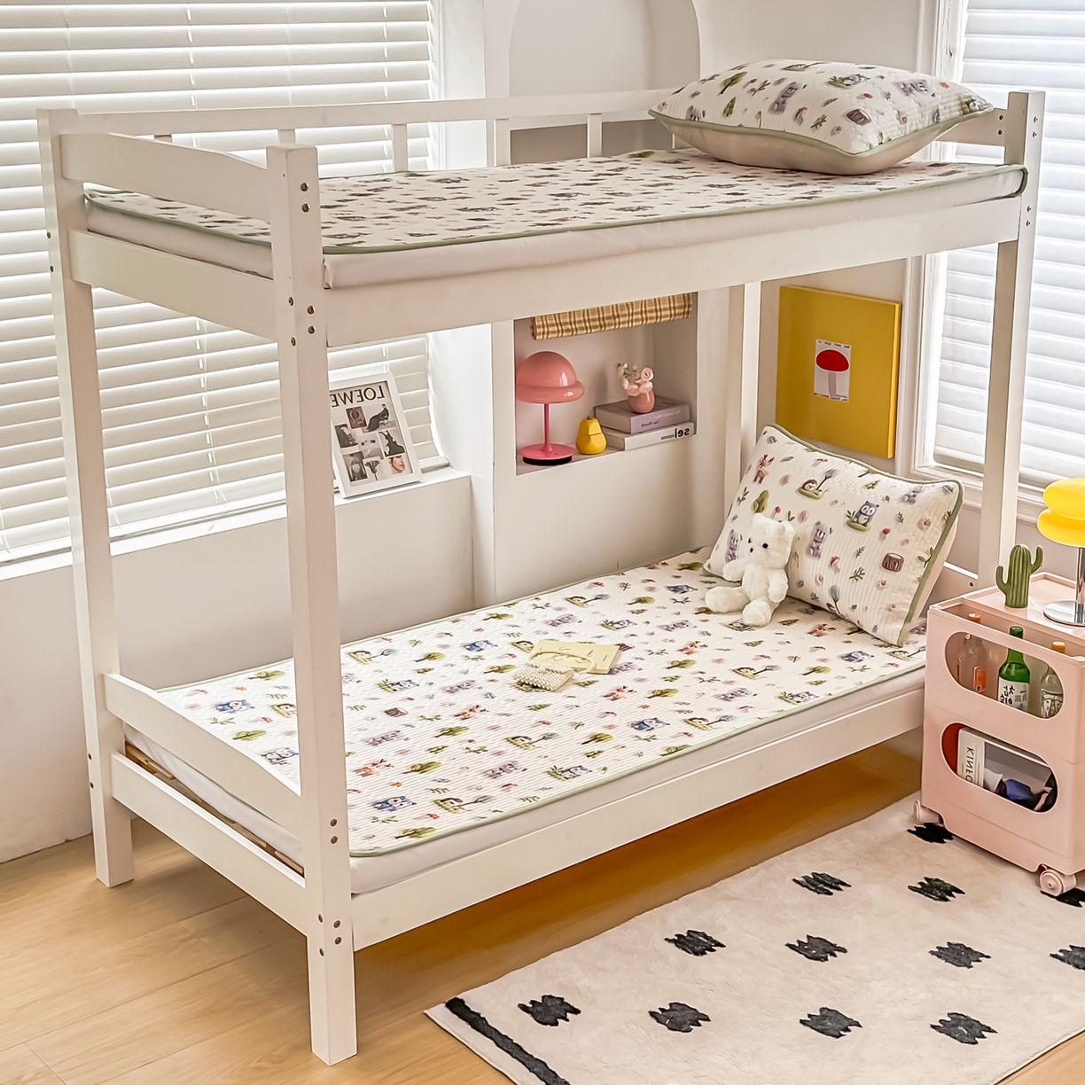 91家纺网 家纺一手货源 找家纺 恒尚居 2025新款全棉双层纱学生床垫纯棉床盖床褥垫软床垫床护垫-四季款-系列二 【5D-森林宝贝】纯棉-双层纱