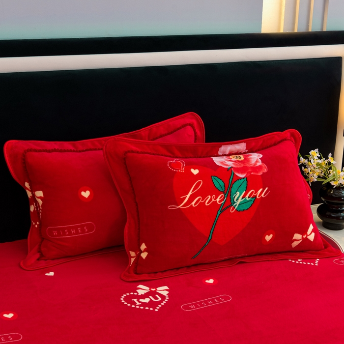 91家纺网 家纺一手货源 找家纺 慕婷家纺 2025新款牛奶绒印花四件套 钟爱一生