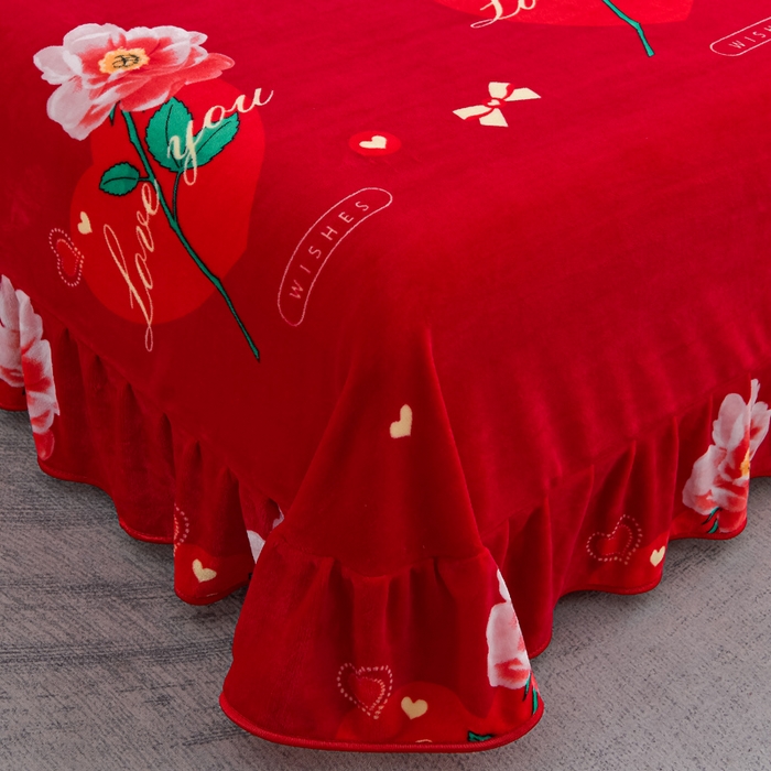 91家纺网 家纺一手货源 找家纺 慕婷家纺 2025新款牛奶绒印花四件套 钟爱一生