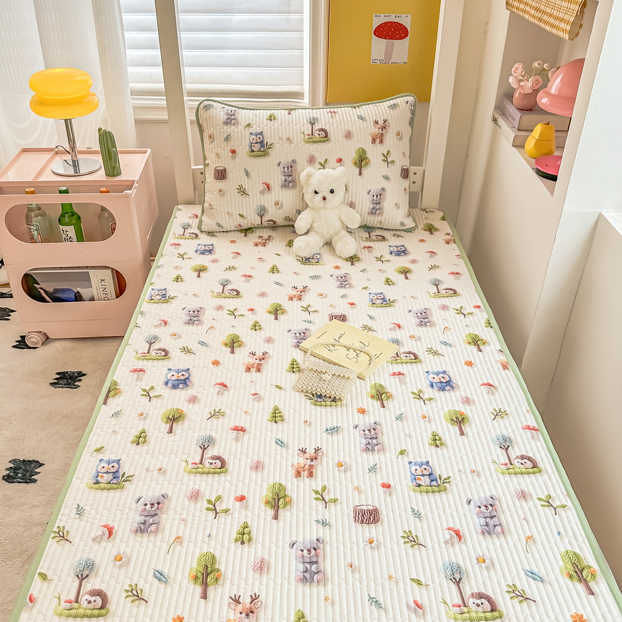 91家纺网 家纺一手货源 找家纺 恒尚居 2025新款全棉双层纱学生床垫纯棉床盖床褥垫软床垫床护垫-四季款-系列二 【5D-森林宝贝】纯棉-双层纱