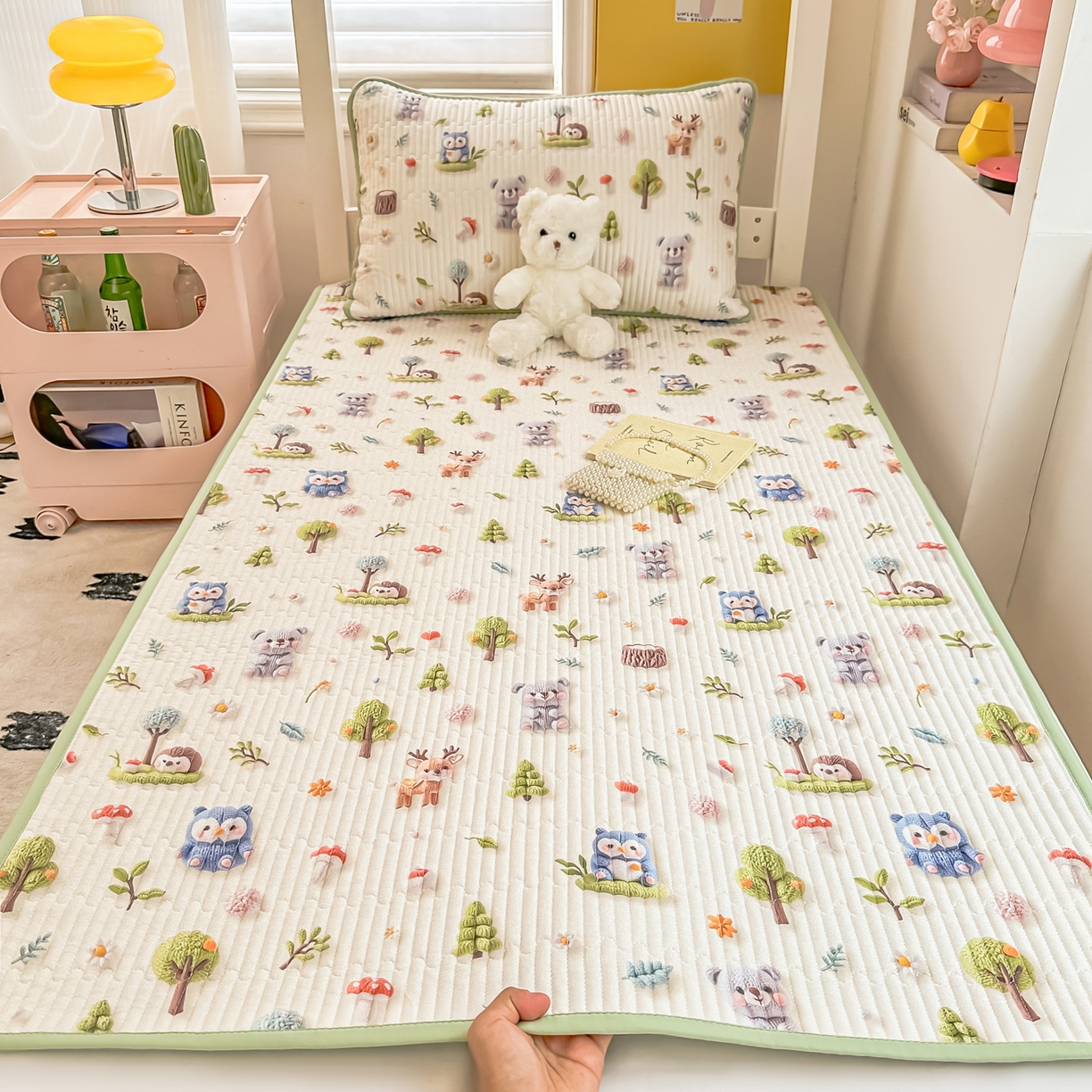 91家纺网 家纺一手货源 找家纺 恒尚居 2025新款全棉双层纱学生床垫纯棉床盖床褥垫软床垫床护垫-四季款-系列二 【5D-森林宝贝】纯棉-双层纱