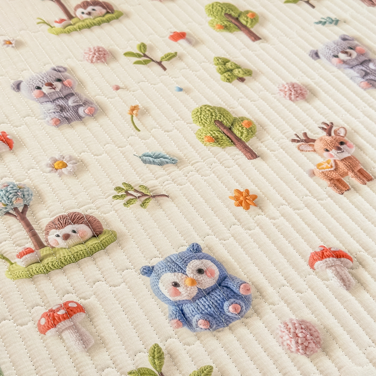 91家纺网 家纺一手货源 找家纺 恒尚居 2025新款全棉双层纱学生床垫纯棉床盖床褥垫软床垫床护垫-四季款-系列二 【5D-森林宝贝】纯棉-双层纱