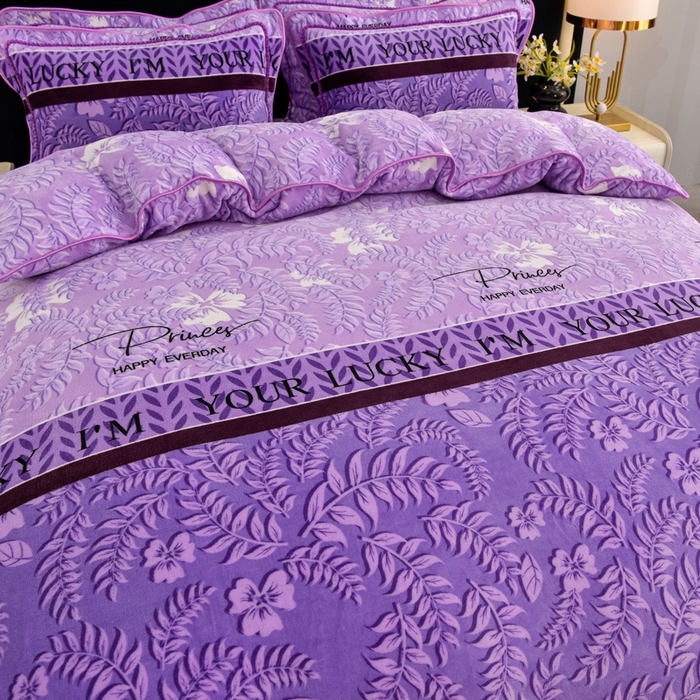 91家纺网 家纺一手货源 找家纺 慕婷家纺 2025新款牛奶绒印花四件套 紫韵嫣然