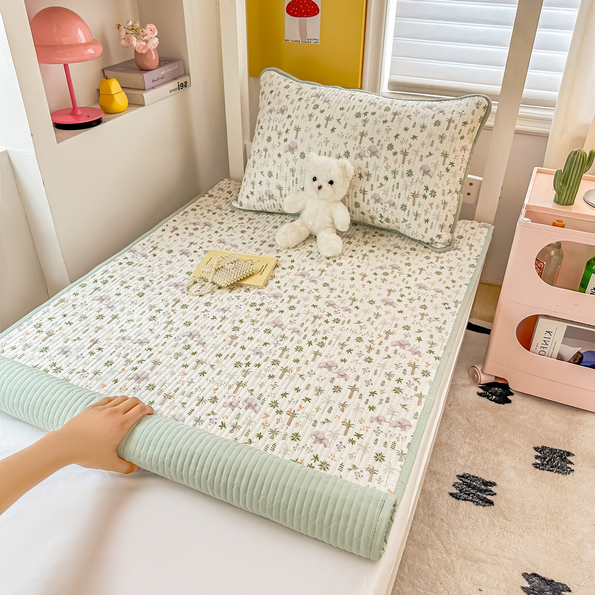 91家纺网 家纺一手货源 找家纺 （总）恒尚居 2025新款全棉双层纱学生床垫纯棉床盖床褥垫软床垫床护垫-四季款-系列一