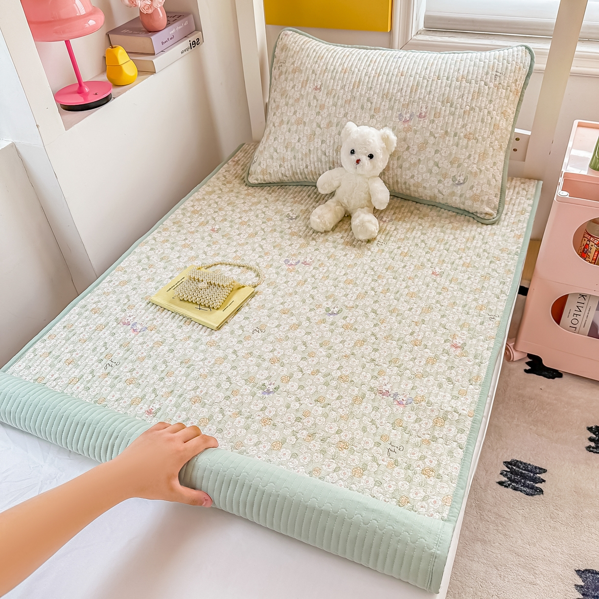 91家纺网 家纺一手货源 找家纺 （总）恒尚居 2025新款全棉双层纱学生床垫纯棉床盖床褥垫软床垫床护垫-四季款-系列一