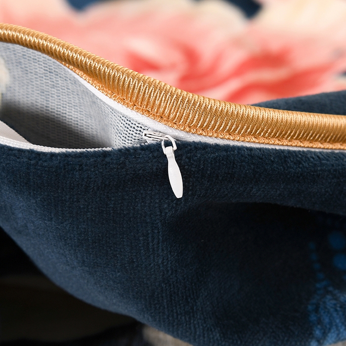 91家纺网 家纺一手货源 找家纺 望淮 2025新款230g印花金貂绒牛奶绒四件套 国色天香-蓝