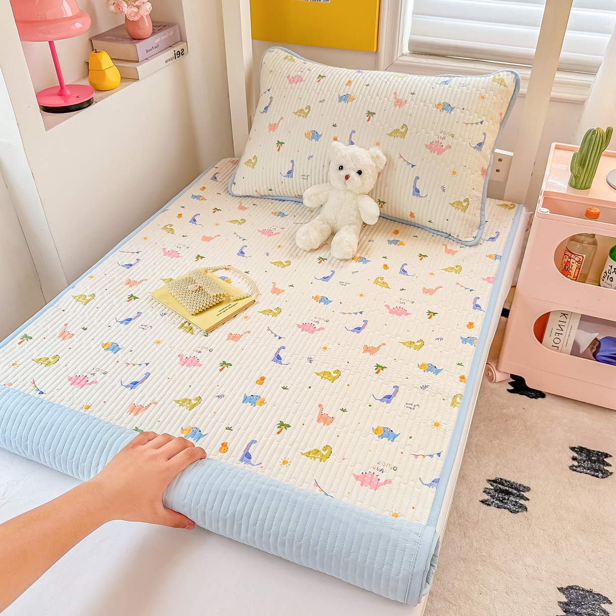 91家纺网 家纺一手货源 找家纺 （总）恒尚居 2025新款全棉双层纱学生床垫纯棉床盖床褥垫软床垫床护垫-四季款-系列一