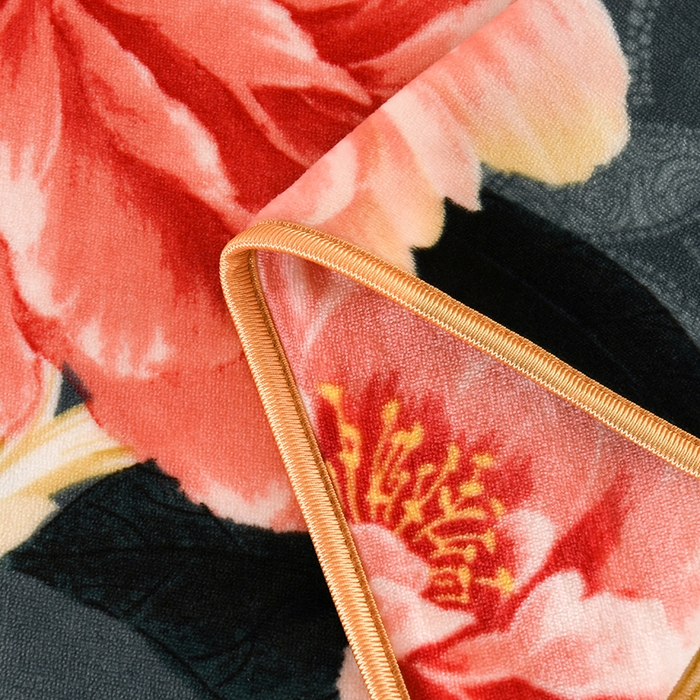 91家纺网 家纺一手货源 找家纺 望淮 2025新款230g印花金貂绒牛奶绒四件套 富贵花开