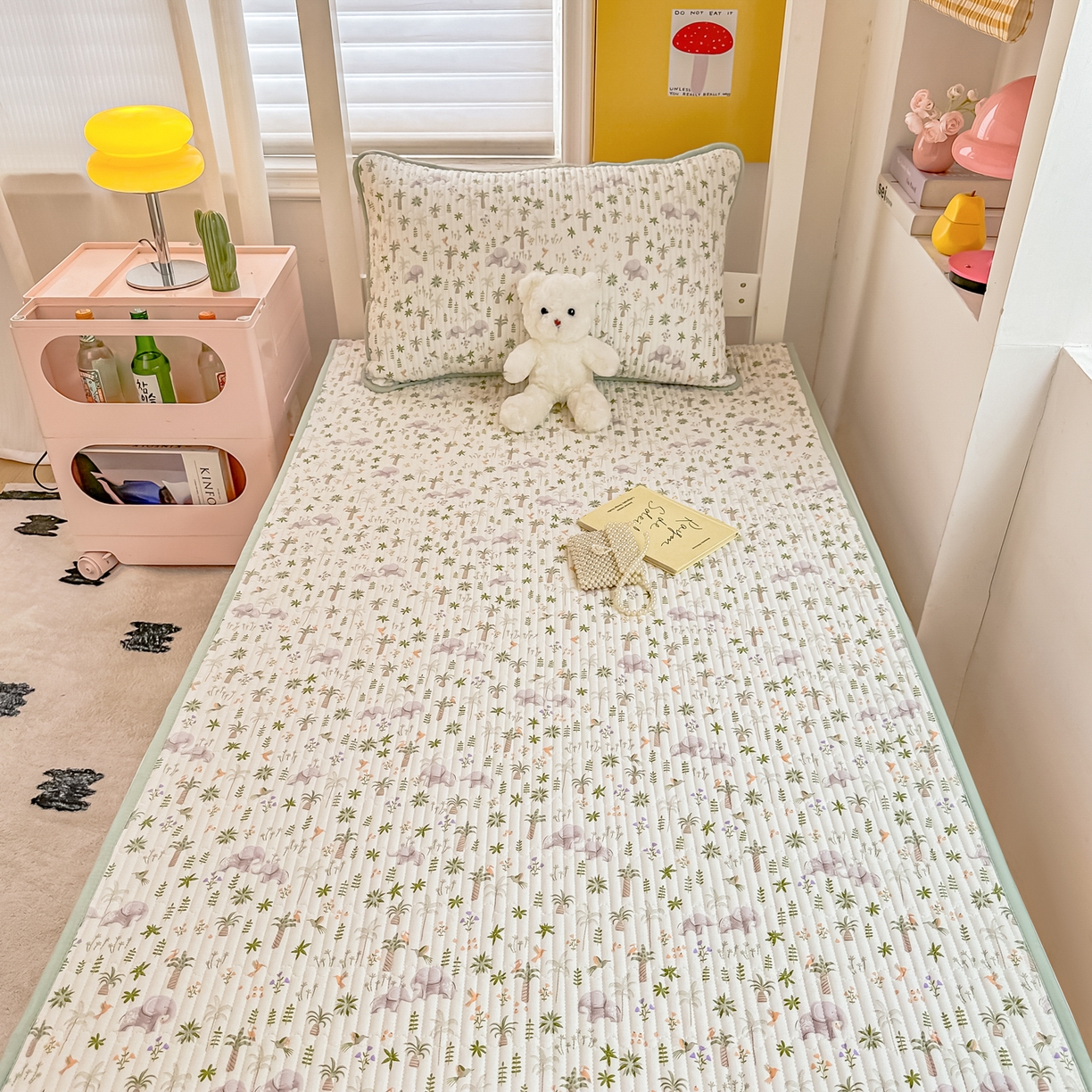 91家纺网 家纺一手货源 找家纺 恒尚居 2025新款全棉双层纱学生床垫纯棉床盖床褥垫软床垫床护垫-四季款-系列一 【丛林小象】纯棉-双层纱