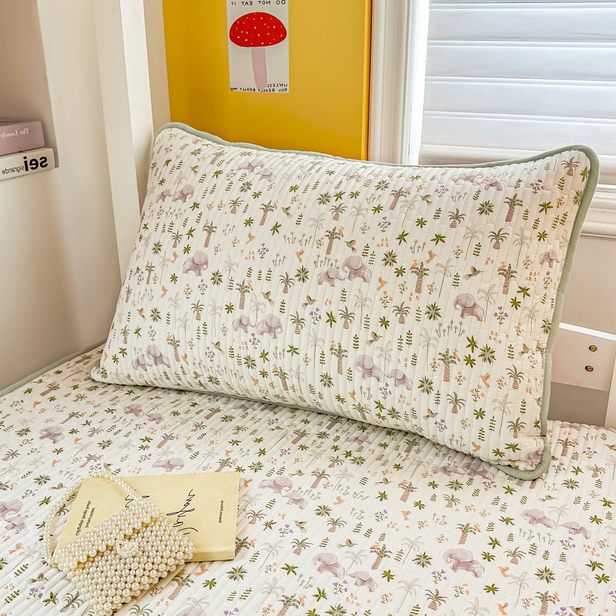 91家纺网 家纺一手货源 找家纺 恒尚居 2025新款全棉双层纱学生床垫纯棉床盖床褥垫软床垫床护垫-四季款-系列一 【丛林小象】纯棉-双层纱