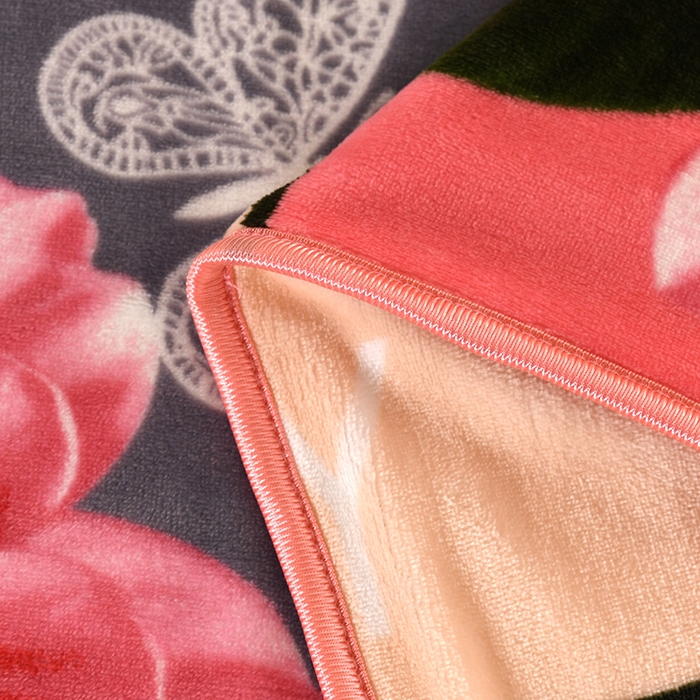 91家纺网 家纺一手货源 找家纺 望淮 2025新款230g印花金貂绒牛奶绒四件套 花香怡然