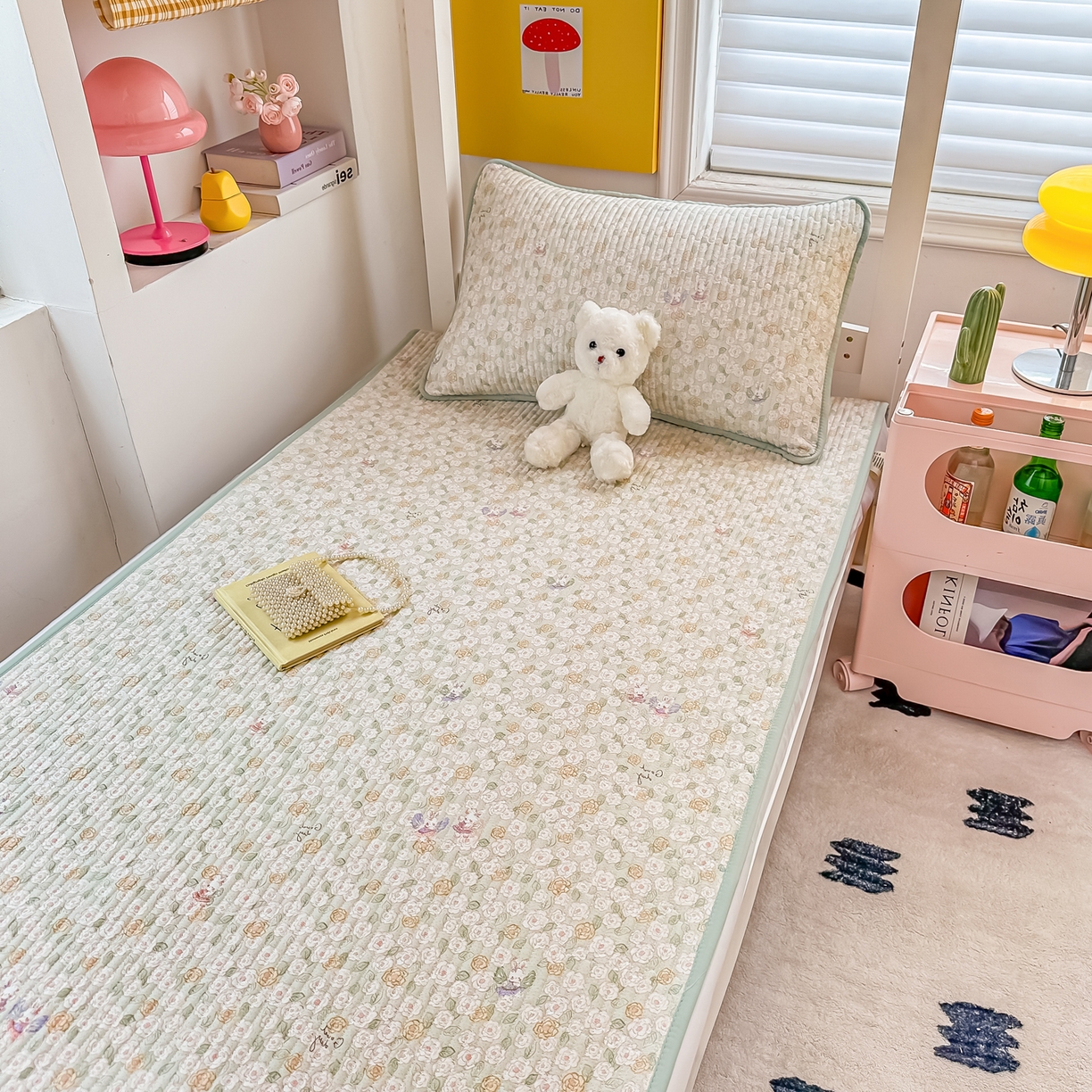 91家纺网 家纺一手货源 找家纺 恒尚居 2025新款全棉双层纱学生床垫纯棉床盖床褥垫软床垫床护垫-四季款-系列一 【花楹小兔】纯棉-双层纱