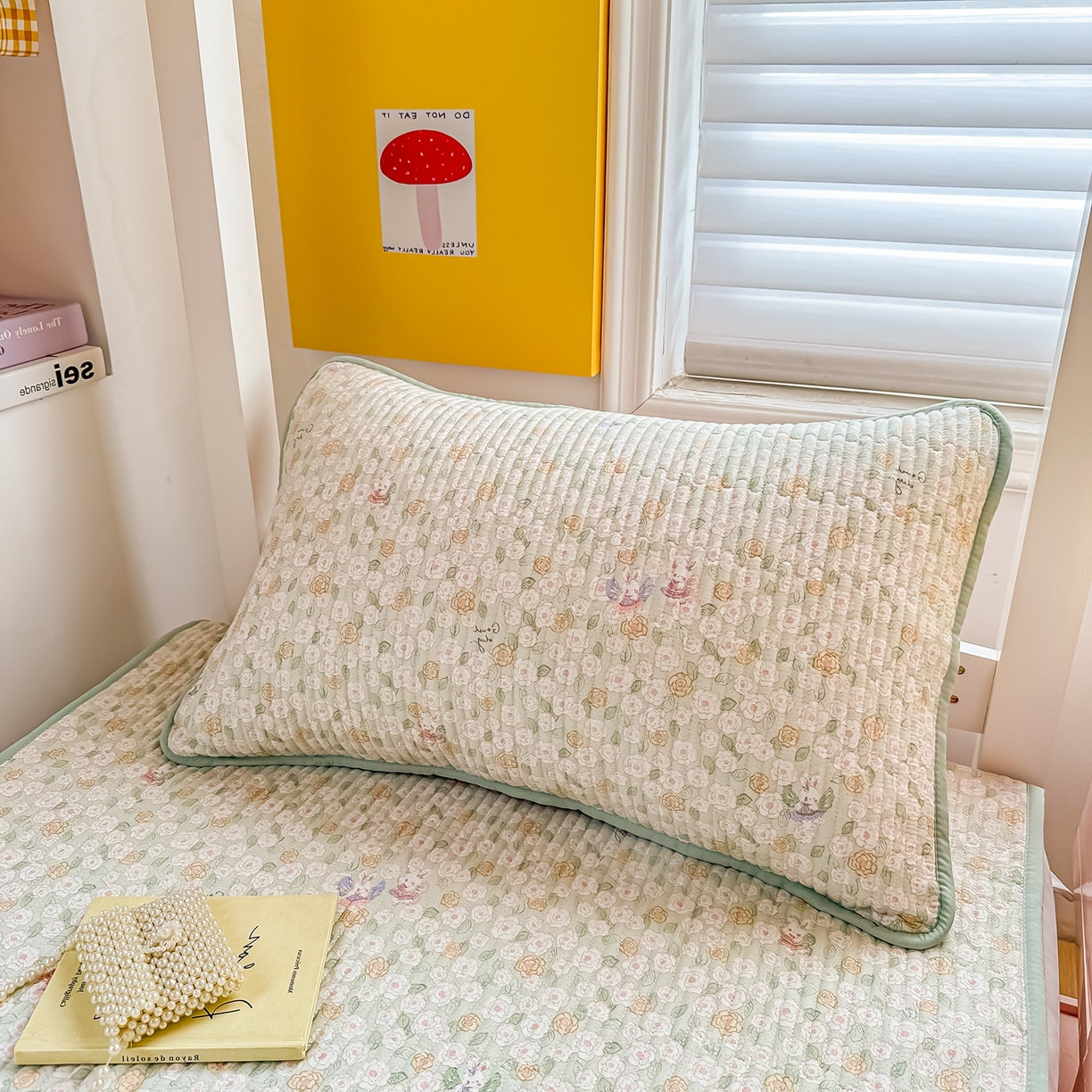 91家纺网 家纺一手货源 找家纺 恒尚居 2025新款全棉双层纱学生床垫纯棉床盖床褥垫软床垫床护垫-四季款-系列一 【花楹小兔】纯棉-双层纱