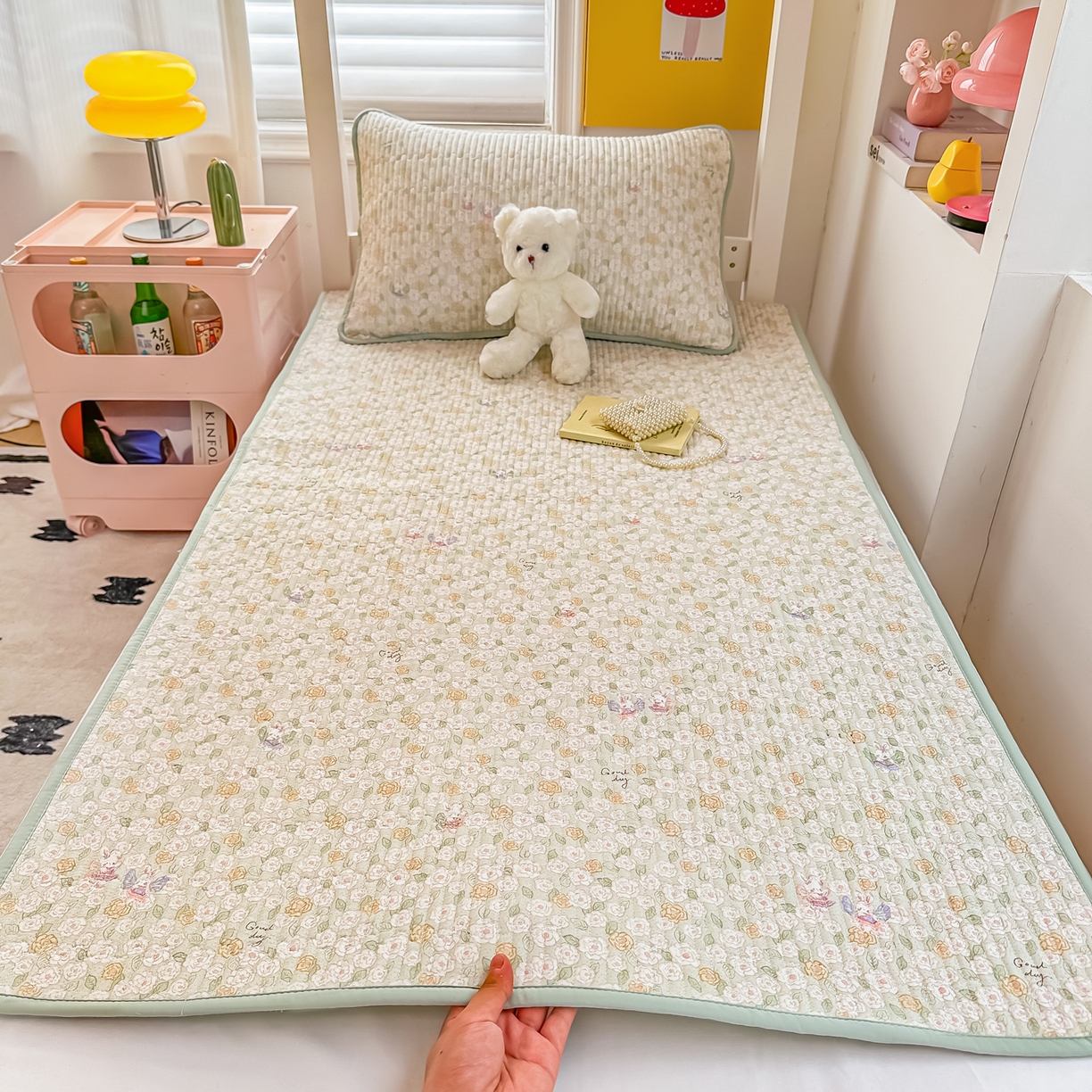 91家纺网 家纺一手货源 找家纺 恒尚居 2025新款全棉双层纱学生床垫纯棉床盖床褥垫软床垫床护垫-四季款-系列一 【花楹小兔】纯棉-双层纱