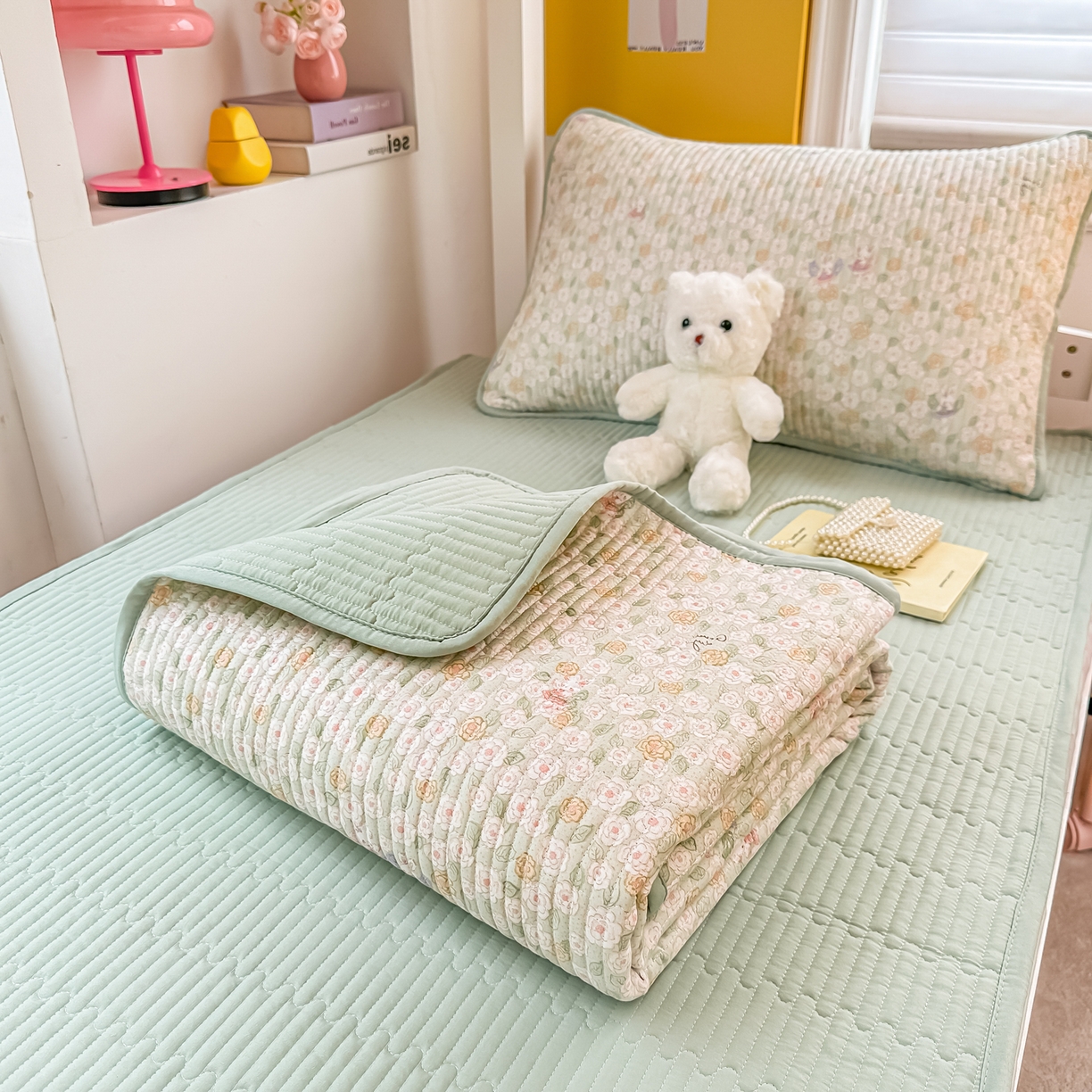 91家纺网 家纺一手货源 找家纺 恒尚居 2025新款全棉双层纱学生床垫纯棉床盖床褥垫软床垫床护垫-四季款-系列一 【花楹小兔】纯棉-双层纱