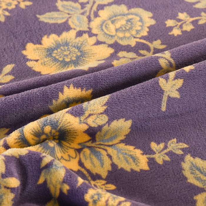 91家纺网 家纺一手货源 找家纺 望淮 2025新款230g印花金貂绒牛奶绒四件套 蔷薇-紫