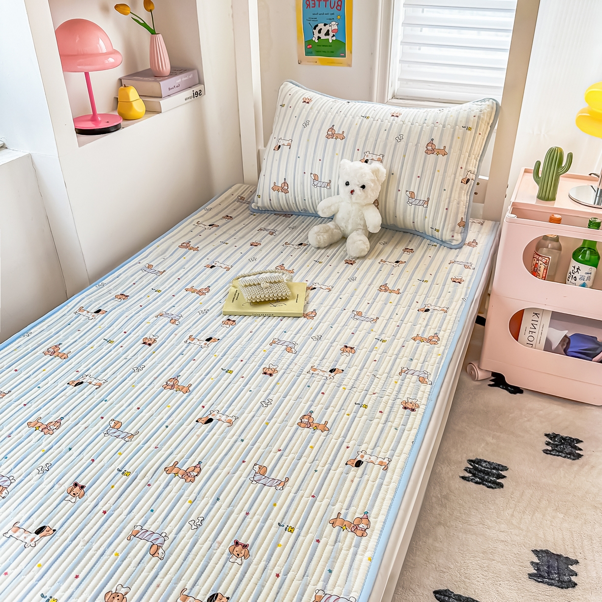 91家纺网 家纺一手货源 找家纺 恒尚居 2025新款全棉双层纱学生床垫纯棉床盖床褥垫软床垫床护垫-四季款-系列一 【机灵旺仔】纯棉-双层纱