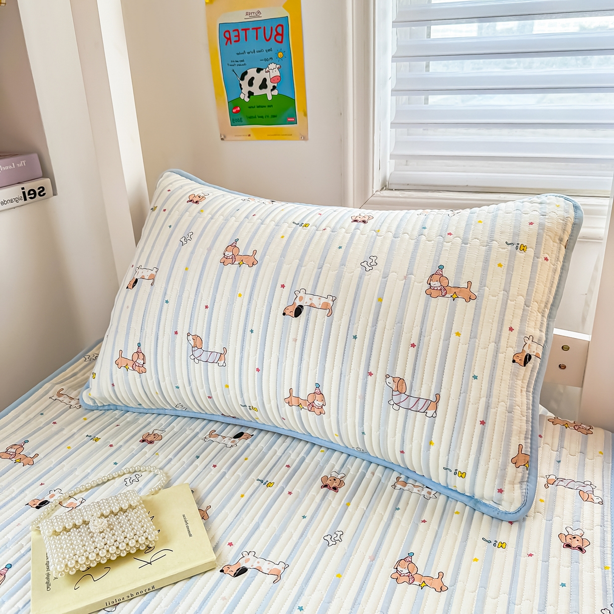 91家纺网 家纺一手货源 找家纺 恒尚居 2025新款全棉双层纱学生床垫纯棉床盖床褥垫软床垫床护垫-四季款-系列一 【机灵旺仔】纯棉-双层纱