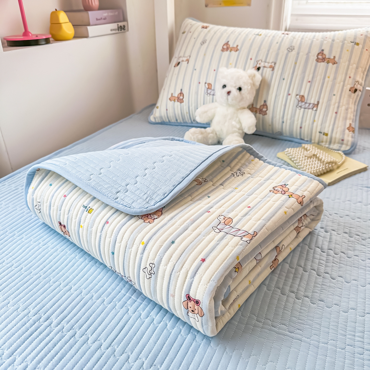 91家纺网 家纺一手货源 找家纺 恒尚居 2025新款全棉双层纱学生床垫纯棉床盖床褥垫软床垫床护垫-四季款-系列一 【机灵旺仔】纯棉-双层纱