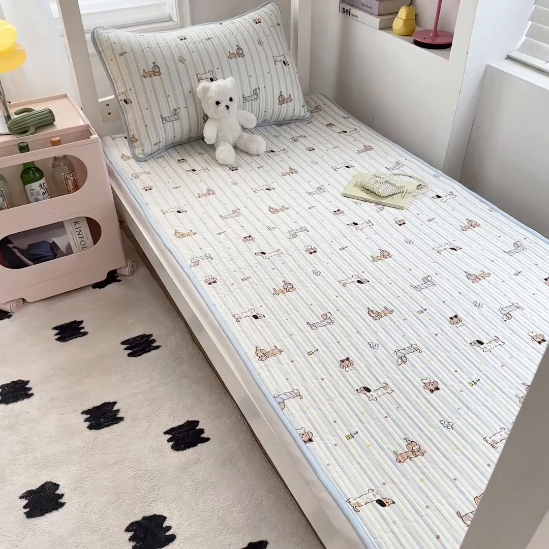 91家纺网 家纺一手货源 找家纺 恒尚居 2025新款全棉双层纱学生床垫纯棉床盖床褥垫软床垫床护垫-四季款-系列一 【机灵旺仔】纯棉-双层纱