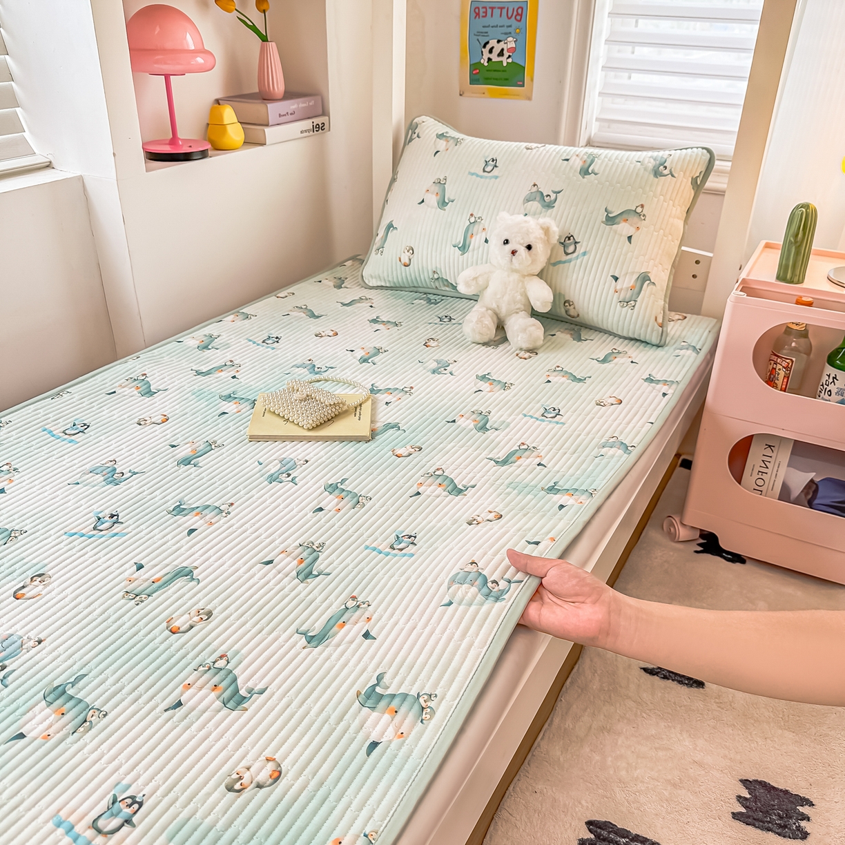 91家纺网 家纺一手货源 找家纺 恒尚居 2025新款全棉双层纱学生床垫纯棉床盖床褥垫软床垫床护垫-四季款-系列一 【精灵宝贝】纯棉-双层纱