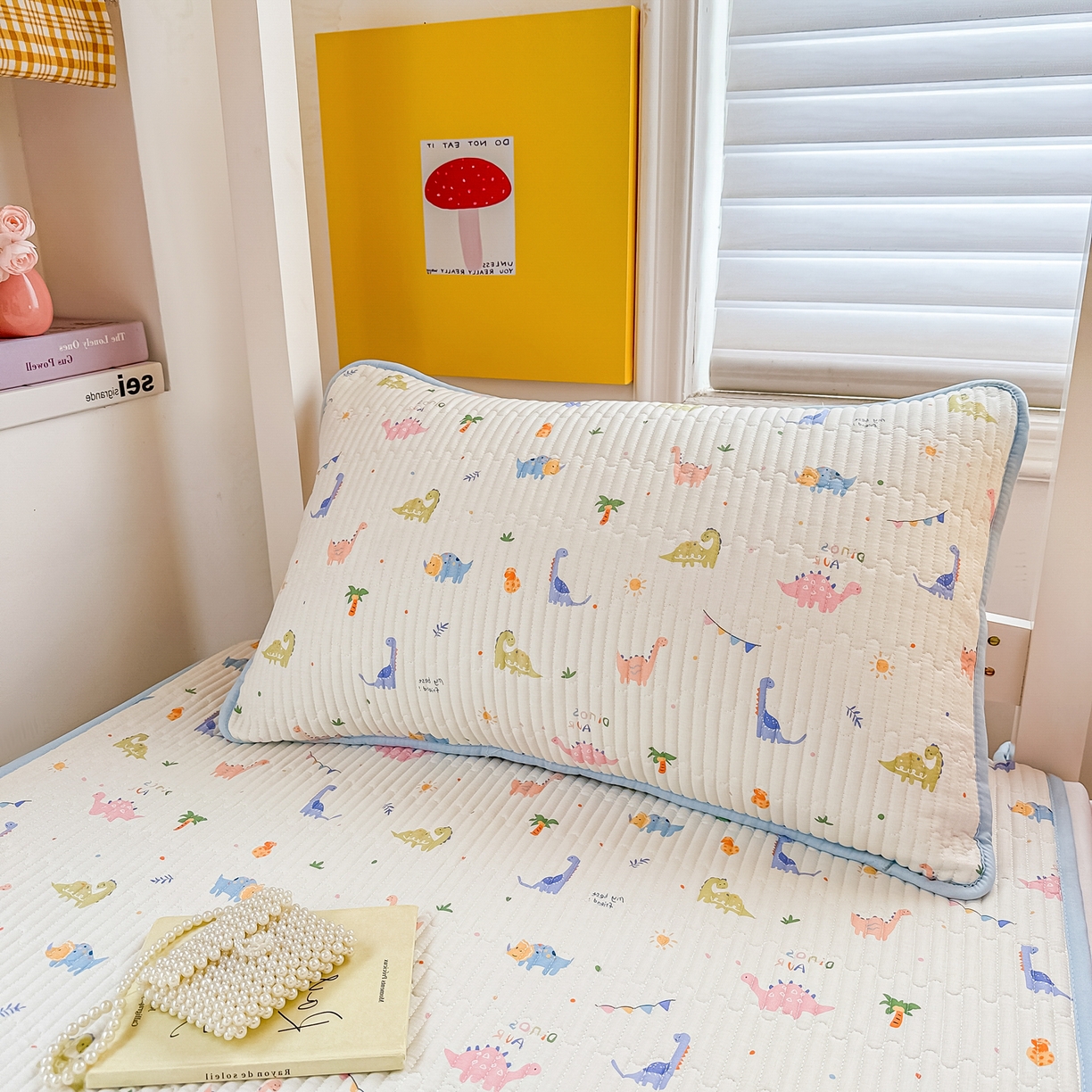 91家纺网 家纺一手货源 找家纺 恒尚居 2025新款全棉双层纱学生床垫纯棉床盖床褥垫软床垫床护垫-四季款-系列一 【恐龙奇趣】纯棉-双层纱